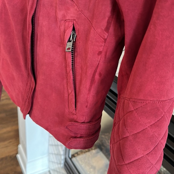 Joe’s Jeans leather Moto jacket XS designer leather suede burgundy - Picture 12 of 17